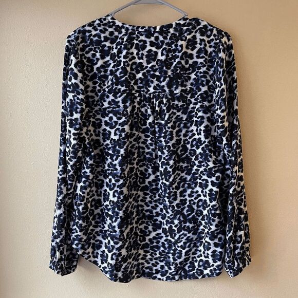 Rebecca Taylor Silk Blue Leopard Print Blouse Size 6 - Picture 2 of 2
